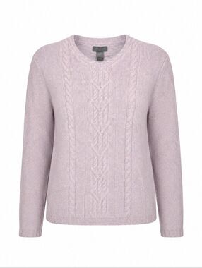 Cable Knit Crew Neck Sweater Lavender Van Heuson Size L 90s Y2K